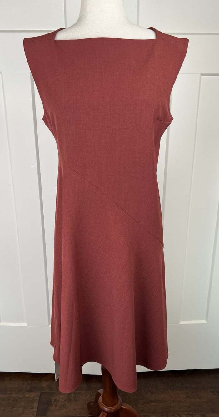 NWT MM.LaFleur Dress 10 Rust Pumpkin Square Neck Fit Flare Seamed Midi